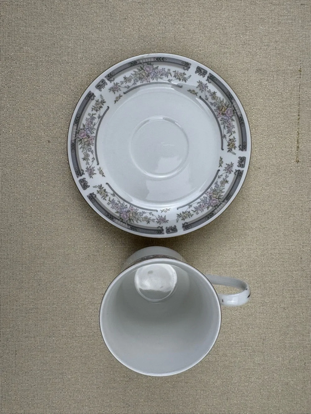 Manchester Excel Porcelain China Teacup and Saucer Set Featuring a 22k Gold Band
